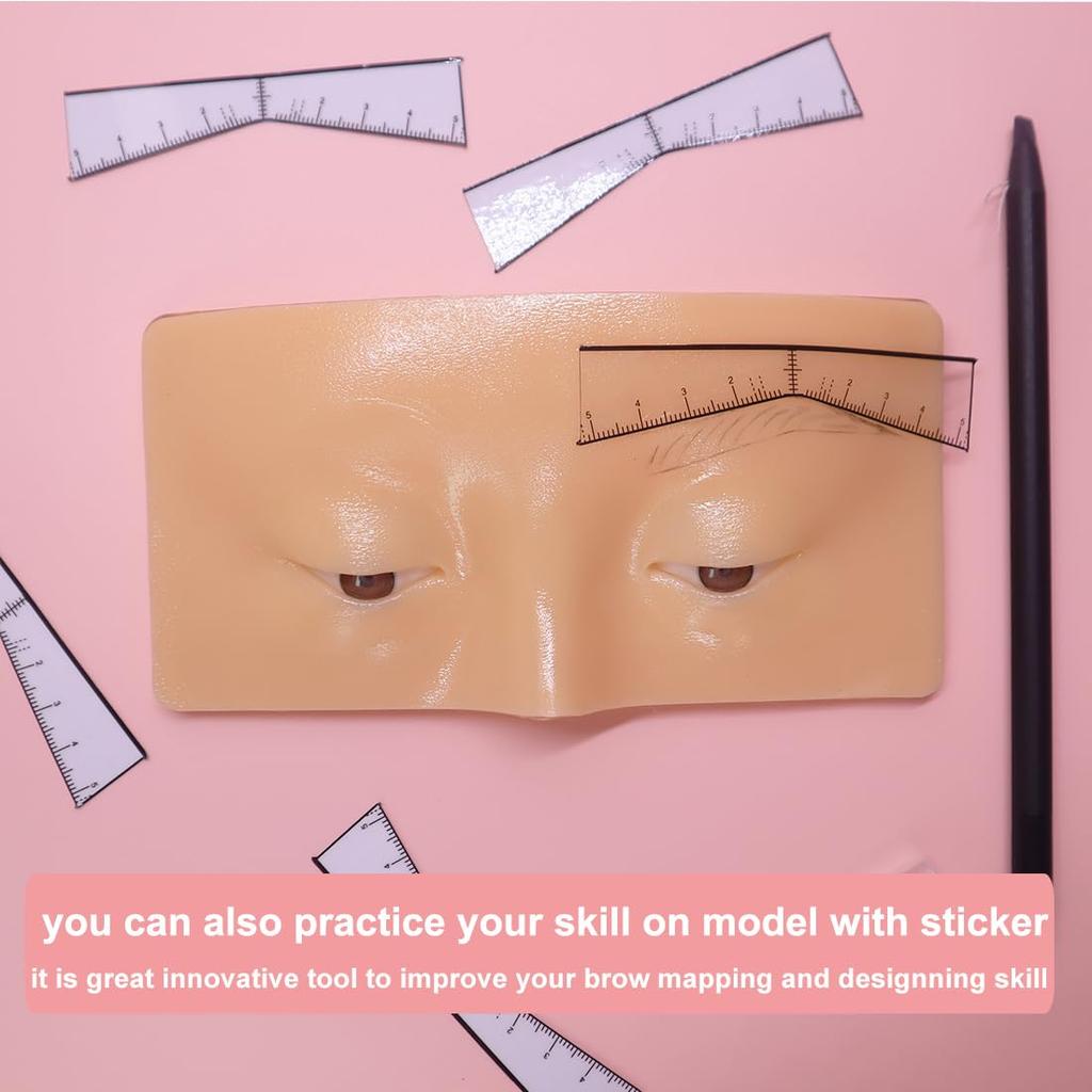 Eyebrow Ruler Sticker Eyebrow Easy Mapping Shaping Sticker Stencil Microblading Pmu Measure Tool Brow Shape Design Positioning Stickers (40Pcs/Bag)