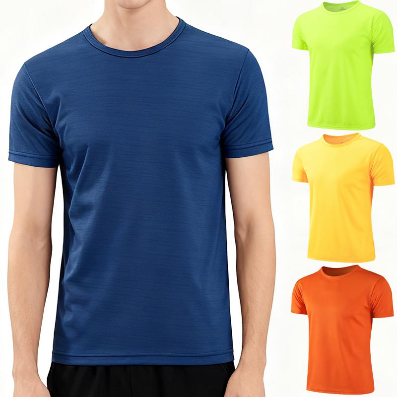 Men Running Gym Sport Shirt Quick Dry Moisture Wicking Lightweight Short Sleeve Round Neck Training Exercise Top For Fitness Workout Outdoor Activity