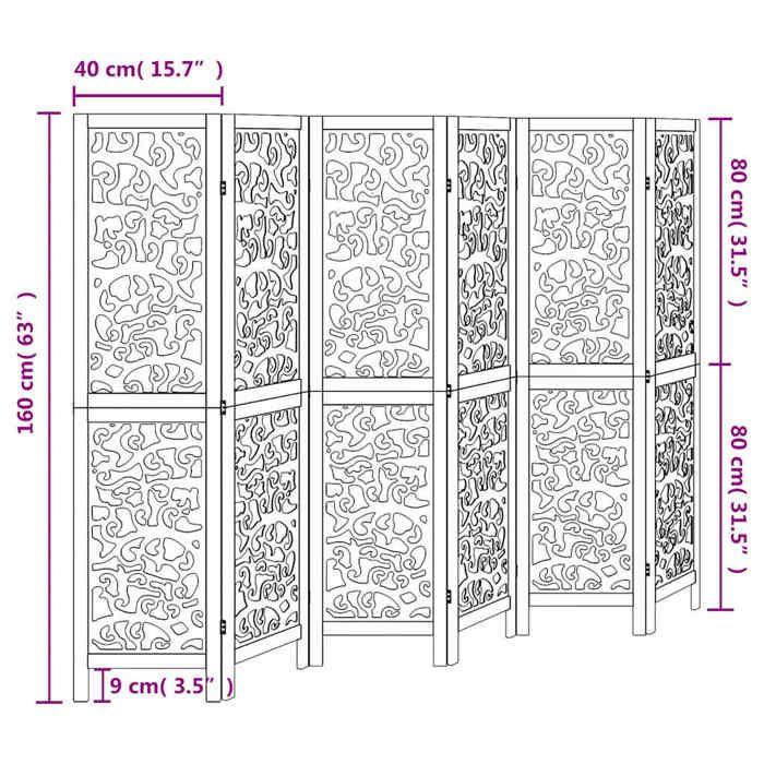 VidaXL Room Divider 6 Panels, Room Separator, Privacy Screen, Living Room Bedroom Screen, White Wood 358745