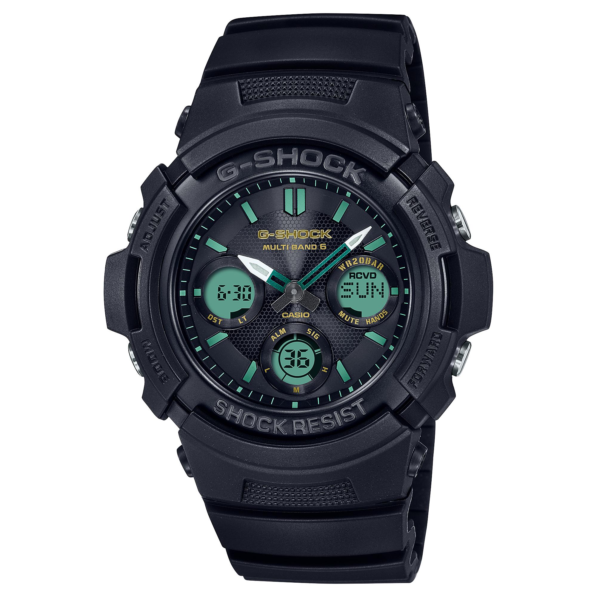 

Casio G-SHOCK Men s Resin 200M Water Resistant Analog Shock Resistant Quartz Watch AWG-M100RC-1A чёрный