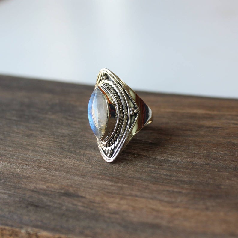 Labradorit Edelsteinring, 925 Sterlingsilberring, Handgefertigter Damenschmuck, Statement-Ring, Geschenk für Sie, Geburtstagsgeschenk,