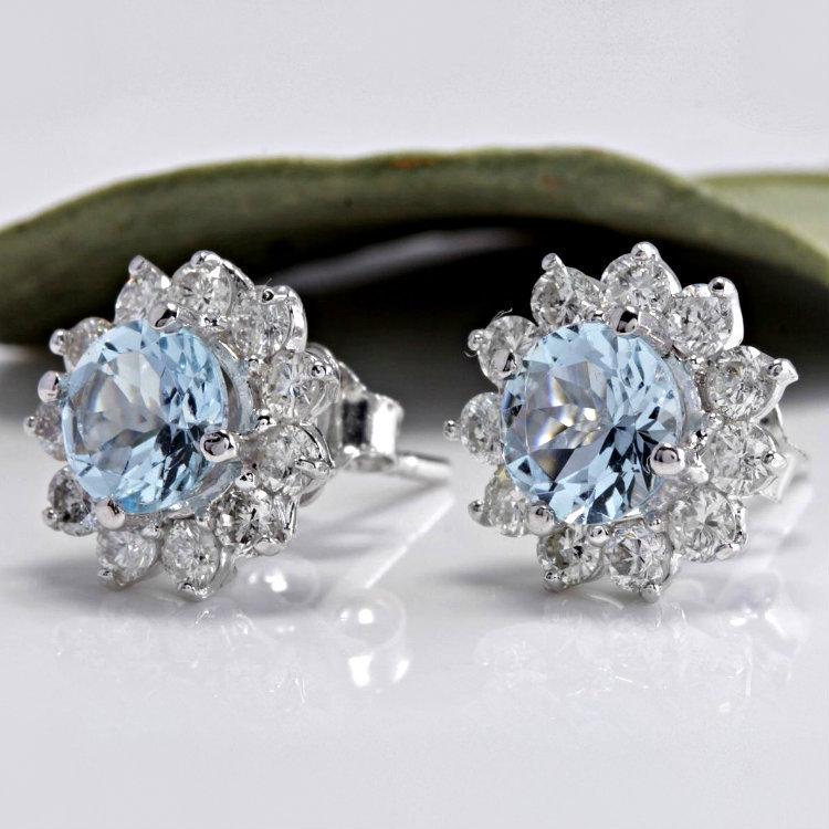Sunflower Sky Blue Zirconia Stud Earrings: Chic European  American Fashion for Women