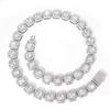 Shiny Round Rhinestone Hip Hop Tennis Chain Bracelet Necklace Set for Women Men Jewelry Gift