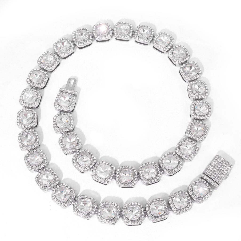 Shiny Round Rhinestone Hip Hop Tennis Chain Bracelet Necklace Set for Women Men Jewelry Gift