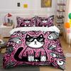 Cool Cat Outfit for Summer Vibes Exquisite Three-piece Bedding Set Gift for Kids and Adults