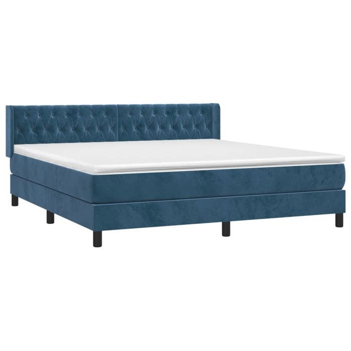 3131151 vidaXL Divan Bed and Mattress Dark Blue 160x200cm Velvet