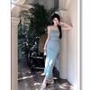 Sweet Spice Girl One-word Shoulder Tub Top Dress Women's Summer Pure Desire Bottom Inner Skirt Elastic Split Hip Wrap Long Dress