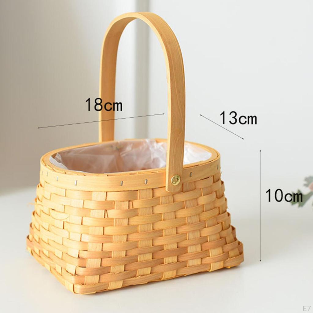 Decorative Hanging Rattan Woven Flower Hand Baskets Pinic Storage Containers for Tabletop Home and