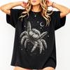 Jumping Spider Shirt, Moon and Stars Graphic Tee, Black and White Arachnid Art, Spider Lover Gift, Gothic Nature Apparel