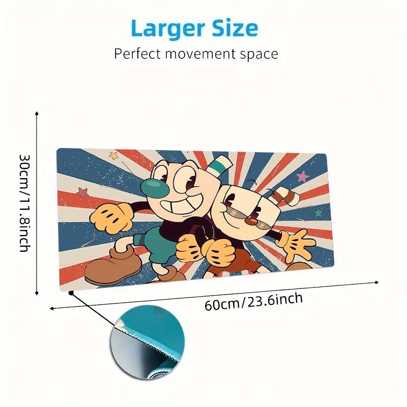 Cuphead Print Cushion Non-slip Laptop Tablet Big Mousepad XXL Mat Mini PC Playmat With Lock edge