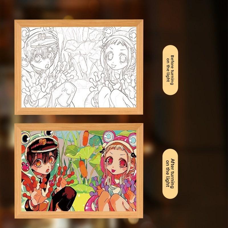 23cm/9.06in Tum Rensabiyuu 3D Light Painting Night Lamp Anime Peripherals Figures Bedroom Table Display Ornaments Birthday Gift