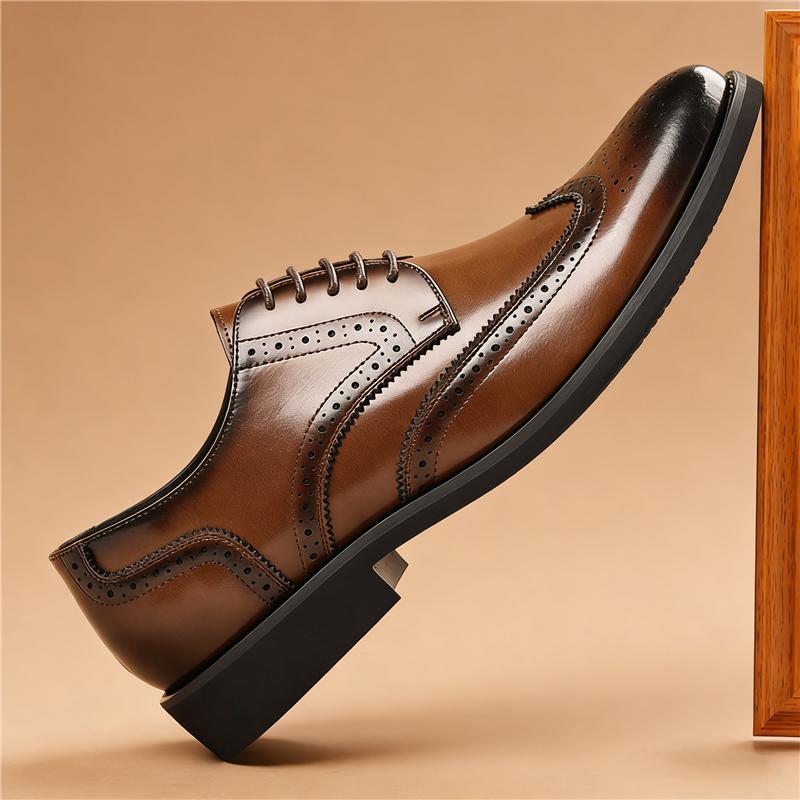 Designer New Men's Pointed Lace Up Brown Pu Leather Wedding Oxford Brogues Shoes Male Formal Dress Footwear Zapatos Hombre
