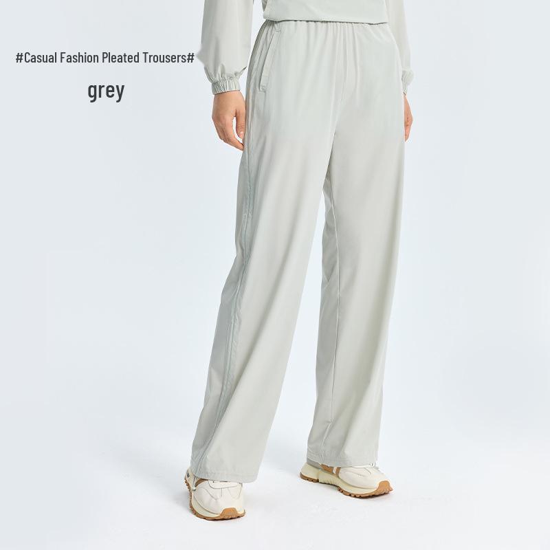 

Women s Summer UV Protection Lightweight Pleated Pants - Breathable, Mosquito Repellent, Sun Protection Casual Long Style XL серый