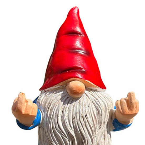 Middle Finger Gnome Statue, Naughty Resin Garden Ornament, Waterproof Sun-Resistant Resin Statue, for Indoor And Outdoor Use