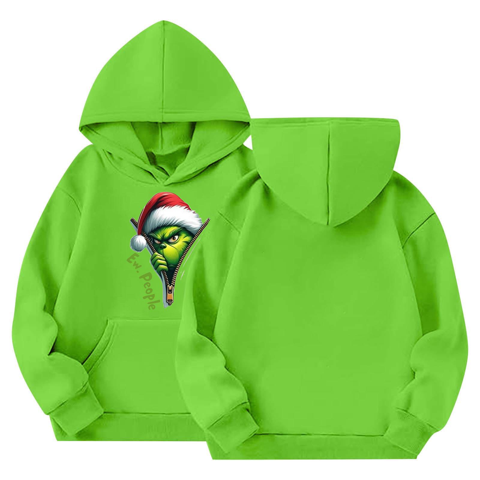 

Kids Fashion Hooded Pullover Christmas Print Long Sleeve Sweatshirt 160