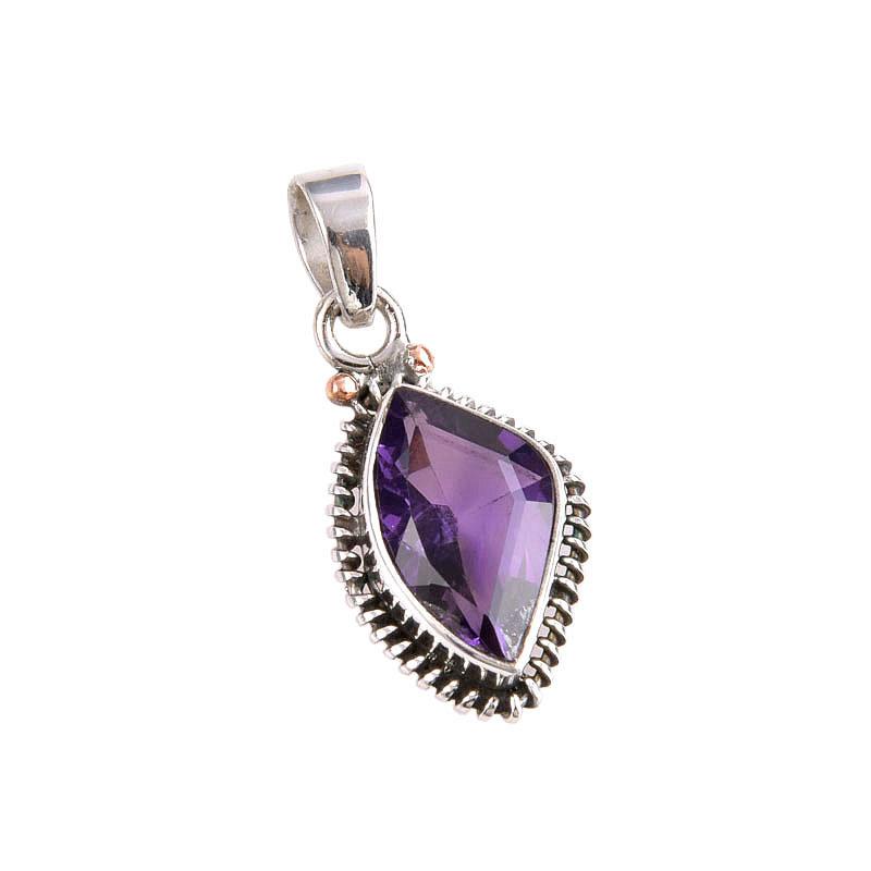 Natural African Amethyst Gemstone 925 Solid Sterling Silver Gift Pendant 1" E2m50