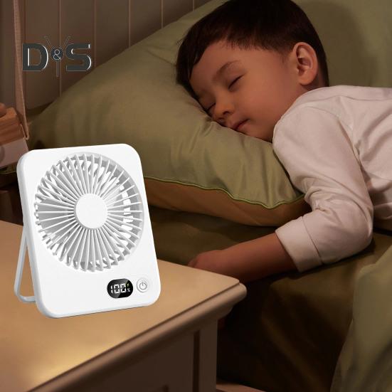 Portable Desk Fan Rechargeable 1200mAh Battery Operated Standing Fan with Digital Display Ultra-Quiet Foldable Desktop Fan 5 Speeds Adjustable