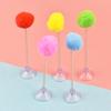 2Pcs Cat Spring Toy with Suction Cup Spring Plush Ball Cat Teaser Interactive Fluffy Pompom Cat Toy for Indoor Kitten Jumping Exercise
