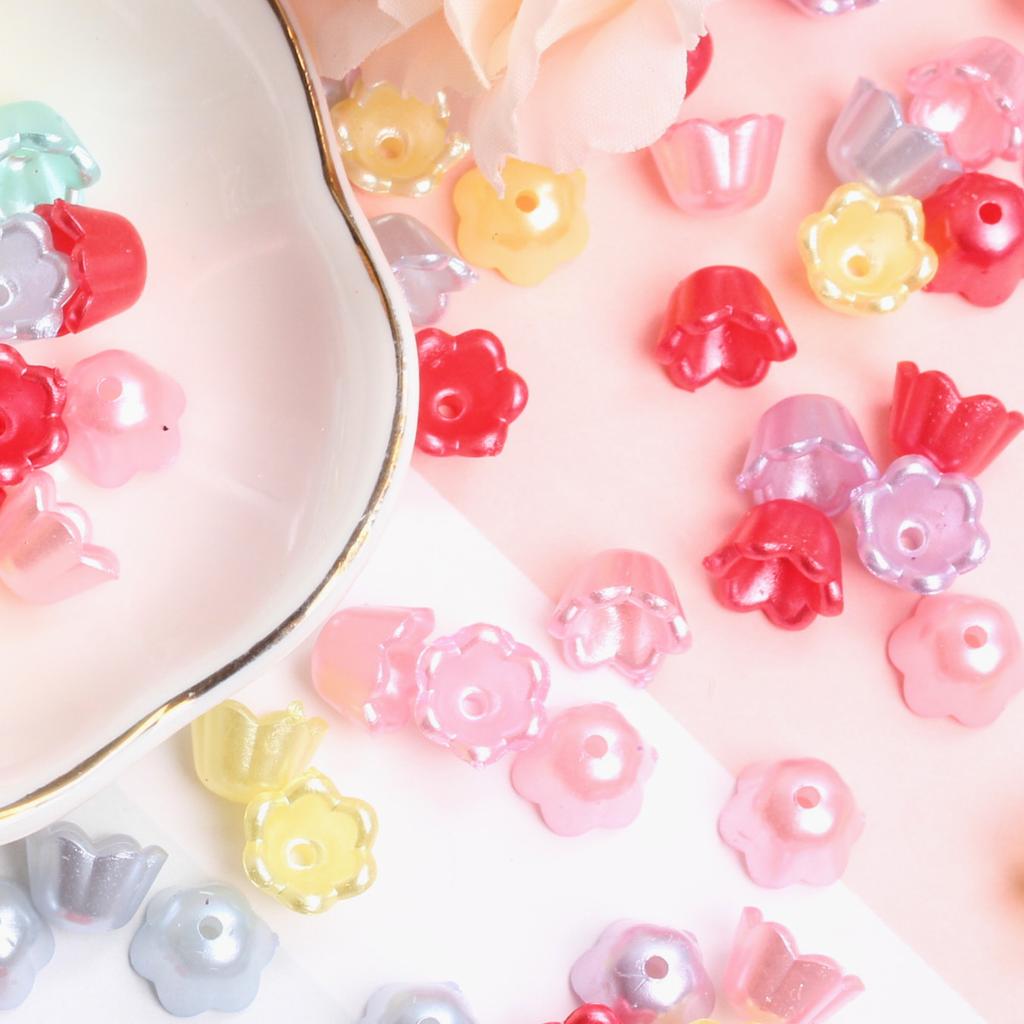 9*6.7mm 40pcs Loose Acrylic Lily of the Valley Beads Fashion Flower Receptacle Material for Jewelry Making DIY Earrings Keychain Accessories