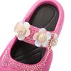 Fashion Handmade Diamond Inlaid Mary Jane Pink Slippers New Sweet Flower Sequins Thick Sole Heightening Net Red Summer Beach Sandals