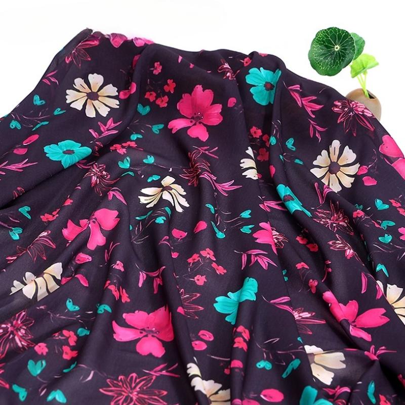 100x150cm 30D Printed Chiffon Ink Chinese Style Fabric Transparent for Sewing Skirt Gauze Scarf Clothing Fabric
