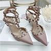 Sandale cu talpă groasă Trei barete Nit Toc înalt Sandale gladiator de lux pentru femei vară Brand Pantofi cu baretă pe călcâi Tocuri înalte designer petrecere Pantof de damă