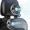 Dealswin Car Fan, Double-Headed Car Fan, Low Noise, for Back Seats, with Light, 3 Airflow Settings, Low Noise, 360° Adjustable Angle, Perfect for Car