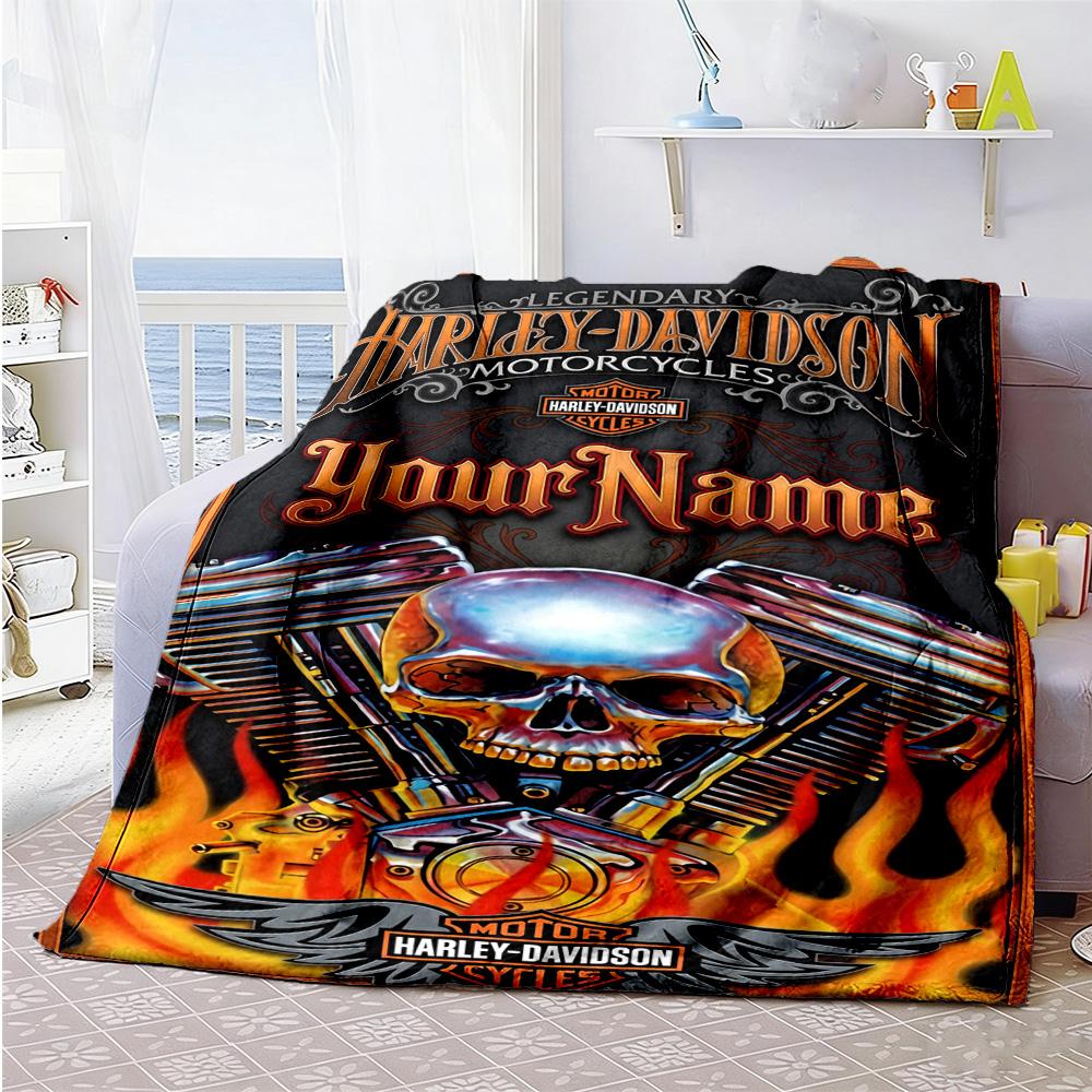 Harley-davidson Motorcycles Personalized Text Blanket Throw Personalized Blanket Comfortable Great for Office Chair Nap Office Livingroom