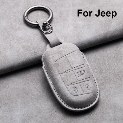 Leather Car Key Case Cover Keychain For Jeep Wrangler Commander Compass Patriot Renegade Cherokee Grand Cherokee Keyring