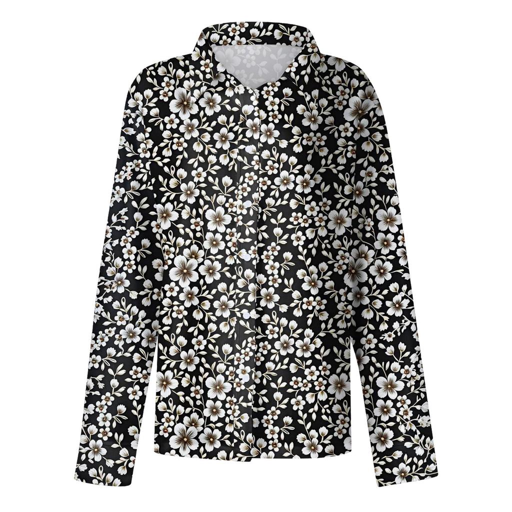 Skjorte for kvinner Bluse med knapp Langermet Uformell Basic skjortekrage Vanlig topp