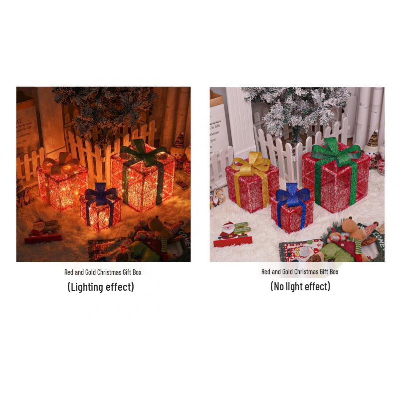 Cross-Border Christmas Luminous Gift Box Set: Outdoor Decorative Lights for Courtyard & Mall Display