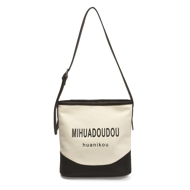 Casual Commuting Large-capacity Bag Women's New Popular Versatile Canvas Shoulder Bag Crossbody Bucket Bag