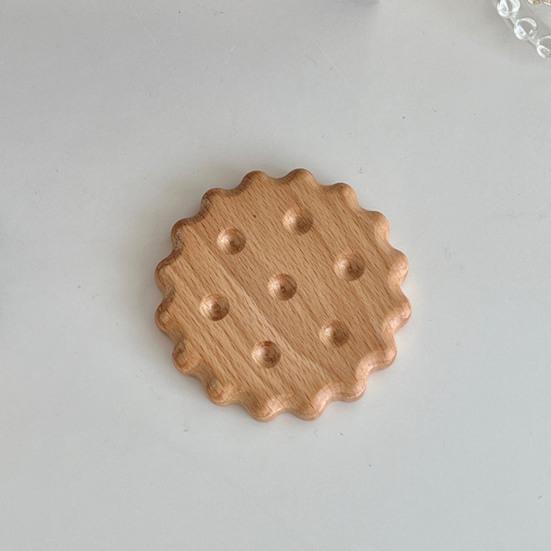 Creative Cookie Coaster for Drinks Solid Wood Heat Resistant Placemats for Table Rustic Cork