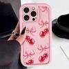 Simple Pink Cherry Bow Pattern Phone Case For iPhone 17 16 15 14 13 12 11 Pro Max 17 Air 16E X XR XS 7 8 Plus Shockproof Cover
