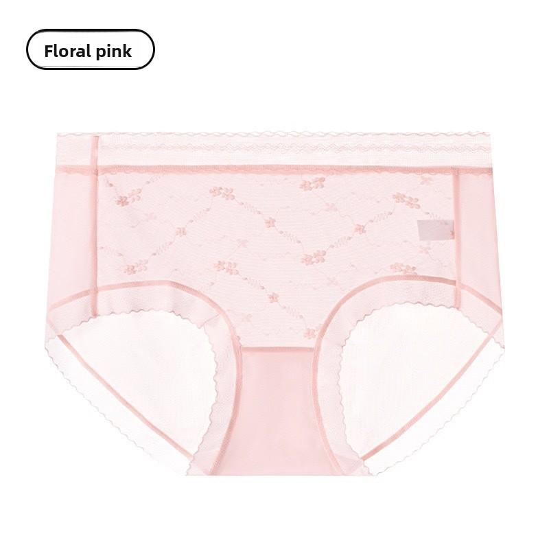 Plus Size Women's Summer Ice Screen Print 10A Class Antibacterial Crotch High Elastic Antibacterial High Waist Briefs