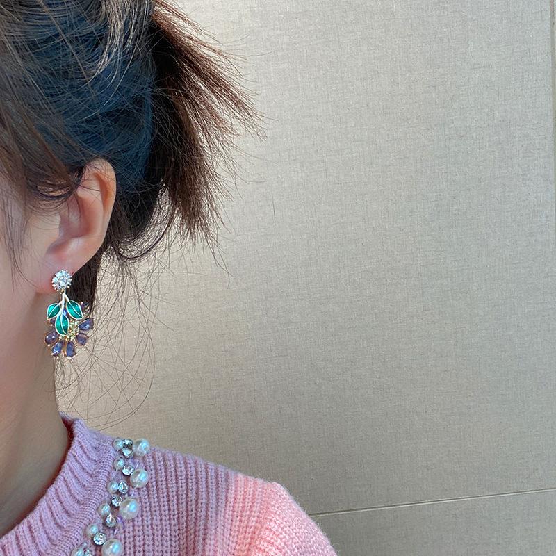 Ins Net Rot Ohrringe Weibliche Sonne Blume Glänzende Ohrringe Farbe Zirkonia Temperament Baumeln Ohrringe für Frauen