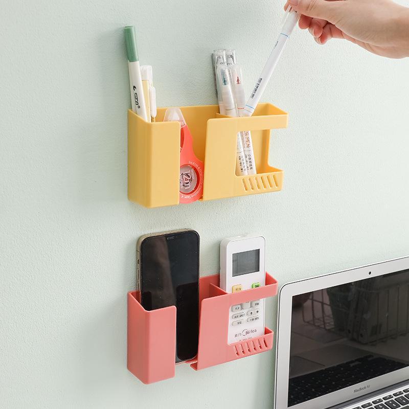 Punch-Free Wall-Mounted Remote and Phone Charging Storage Box