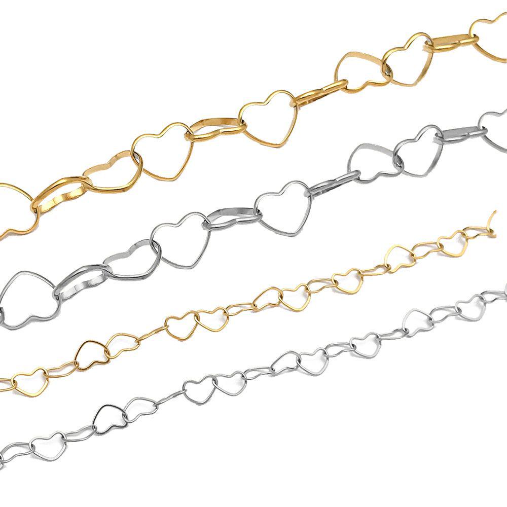 Stainless Steel Heart Chain Pendant Charm for DIY Jewelry