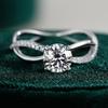 6.5mm Twisted Split Shank Solitaire Moissanite Engagement Ring S925 Sterling Silver For Women