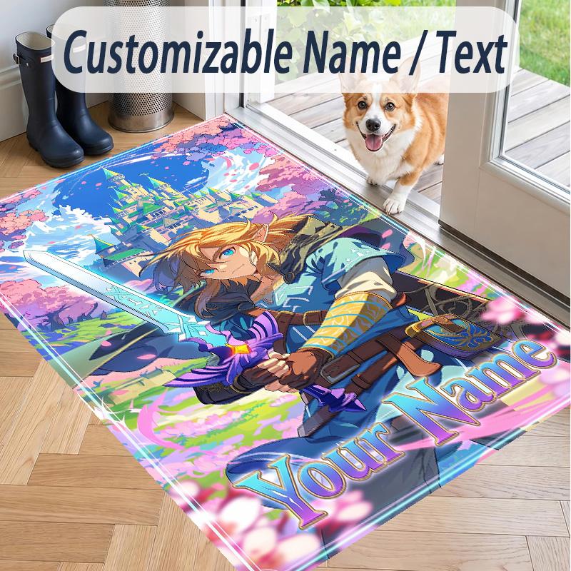 Custom Text Zelda Pattern Floor Rug Soft Indoor Carpet Mat Living Room Bedroom
