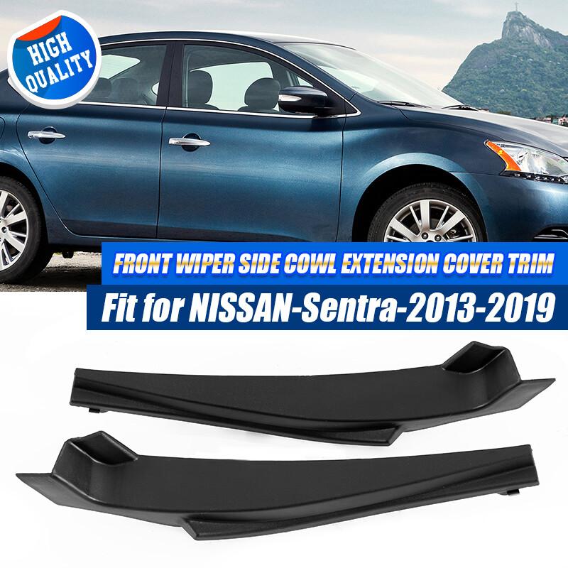 1 Pair For Nissan Sentra 2013-2019 Front Wiper Side Cowl Extension Cover Black