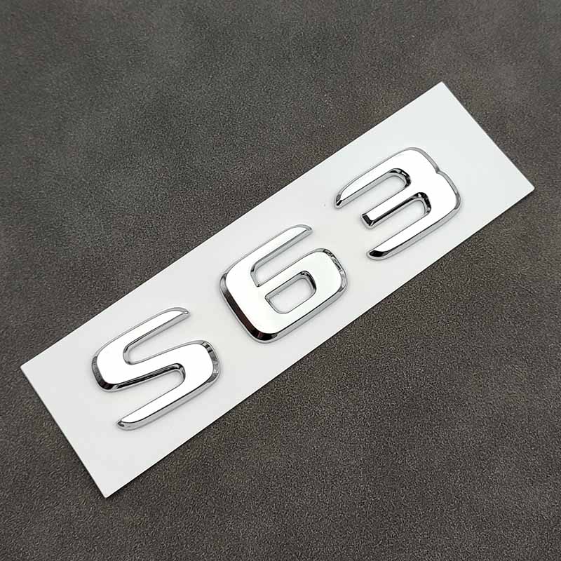 3D ABS Chrome Logo S63 Letters Car Trunk Emblem Badge Decal For Mercedes Benz S63 AMG W222 W221 C217 S63 Sticker Accessories QN1