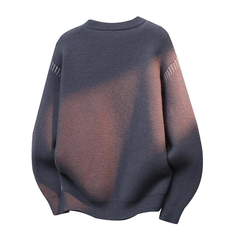Unisex Knit Sweater Round Neck Long Sleeve Thick Casual Pullover Youth Loose Fit Rabbit Hair Blend