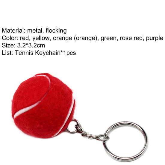 Key Ring Soft Lovely Flocking Mini Sport Ball Tennis Keychain for Kids