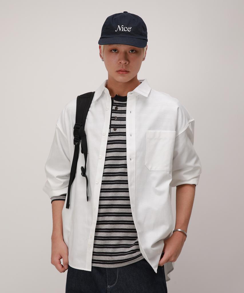 Dibellobeu Striped Henley Neck Long Sleeve_Navy