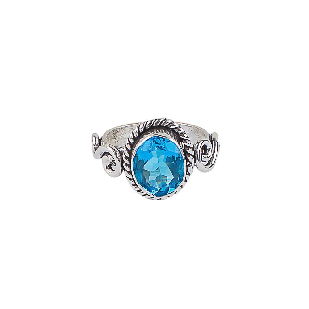 Swiss Blue Topaz Gemstone 925 Sterling Silver Jewelry Handmade Ring For Women RR-14-3