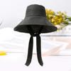 Large Wide Brim French Style Strappy Bucket Hats For Women Cotton Outdoor Beach Sun Hat Foldable Portable Elegant Ribbon Panama