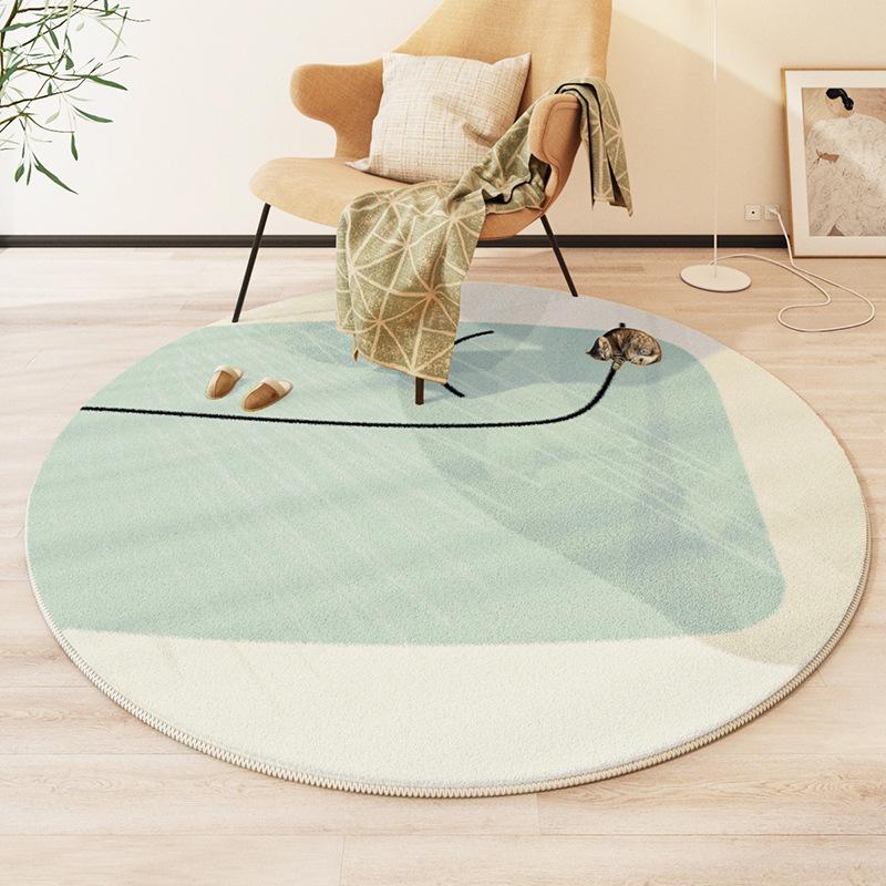 Modern Style Round Living Room Carpet Children's Room Bedroom Crawling Mat Warm Bed Blanket Thick Washable Mat