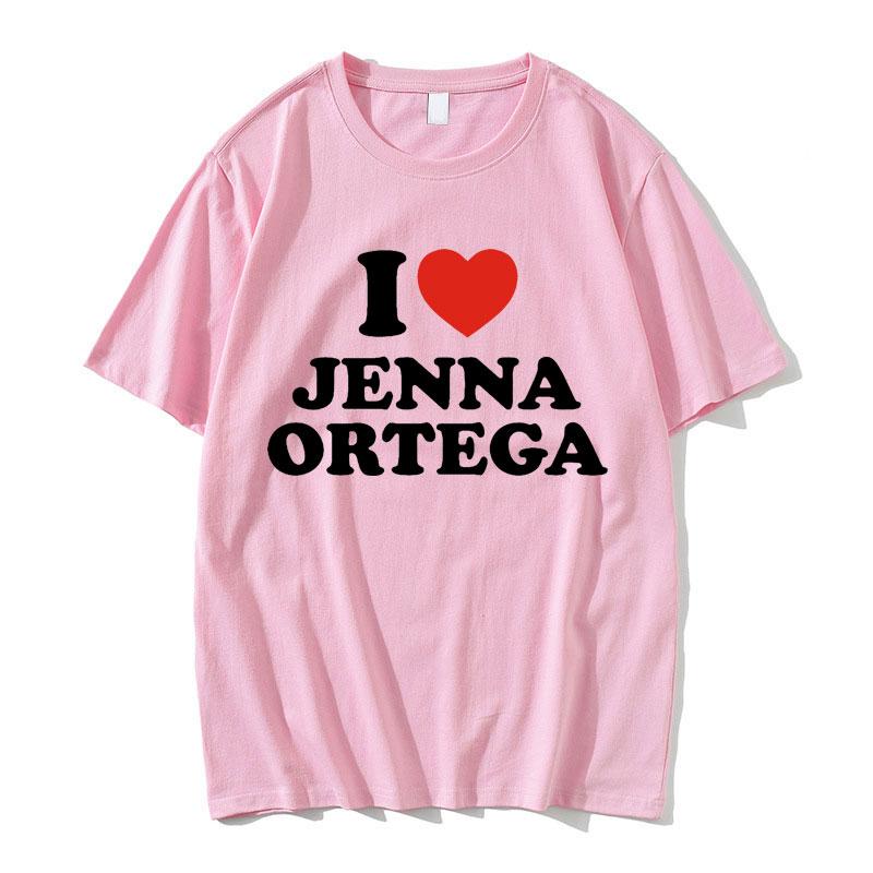 I Love Jenna Ortega Tshirt Summer Hip Hop Crewneck Short Sleeve 100% Cotton  Fashion Casual Oversized Women T-shirts Streetwear