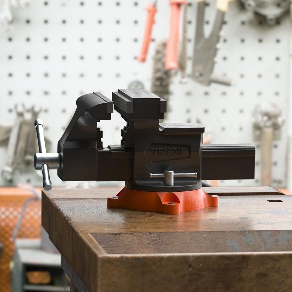 Bench Vise, 6.5" Jaw Width 6.5" Forward &9.3" Reverse Opening, 360-Degree Swivel Locking Base Multipurpose Workbench with Anvil, Heavy Duty Ductile